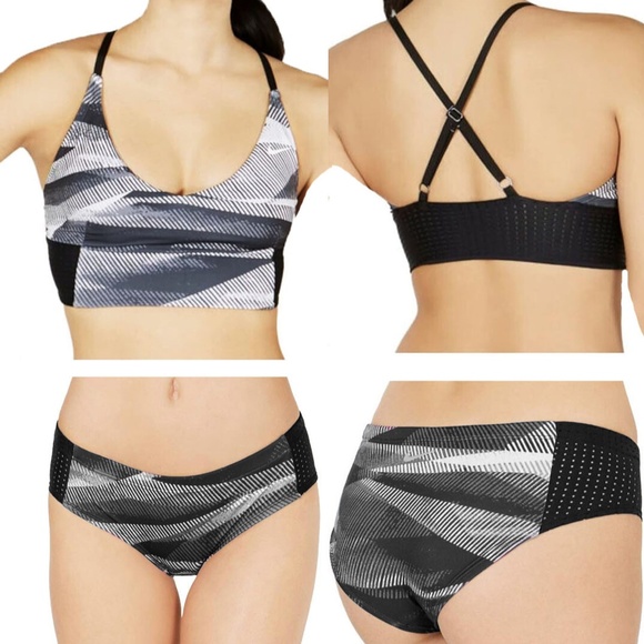 Nike Women's Nike Black/Gray Line Up 2-Piece Bikini Swimsuit Size XS